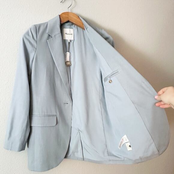 Madewell Larsen Drapeweave Single
Button Tailored Jacket Blazer Overcast Blue XS - Picture 9 of 12